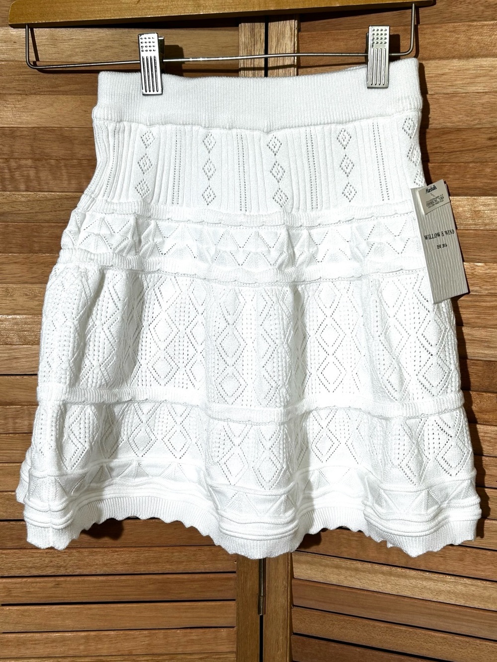 Anthropologie Willow & Wind ivory white pull on knit skirt Size XS NWT